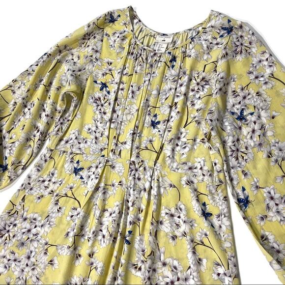 ANNA GLOVER x H&M Yellow Floral Print Midi Dress Size 4 Long Sleeve - Picture 7 of 9